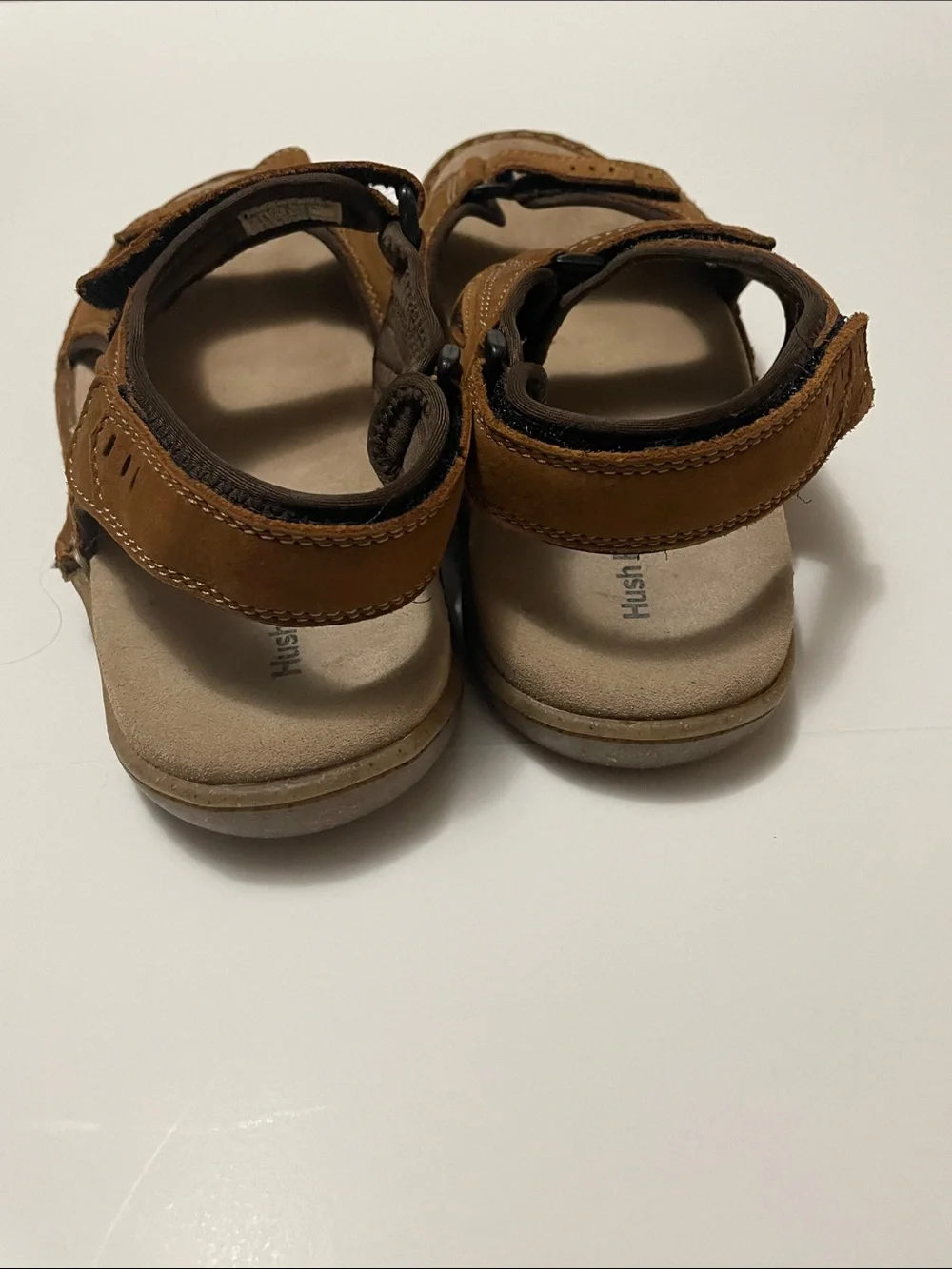 Men’s Hush Puppies Tan Brown Leather Fisherman Sandals Sz 10.5W